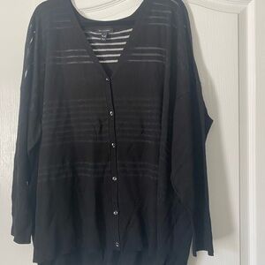 H by Halston Black Sheer Button-Up Cardigan Women’s Size 3X